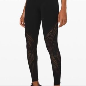 Lulu full length black leggings with holed design
